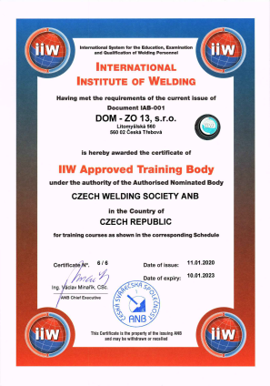 Certifikát EWF (European Welding Federation)
